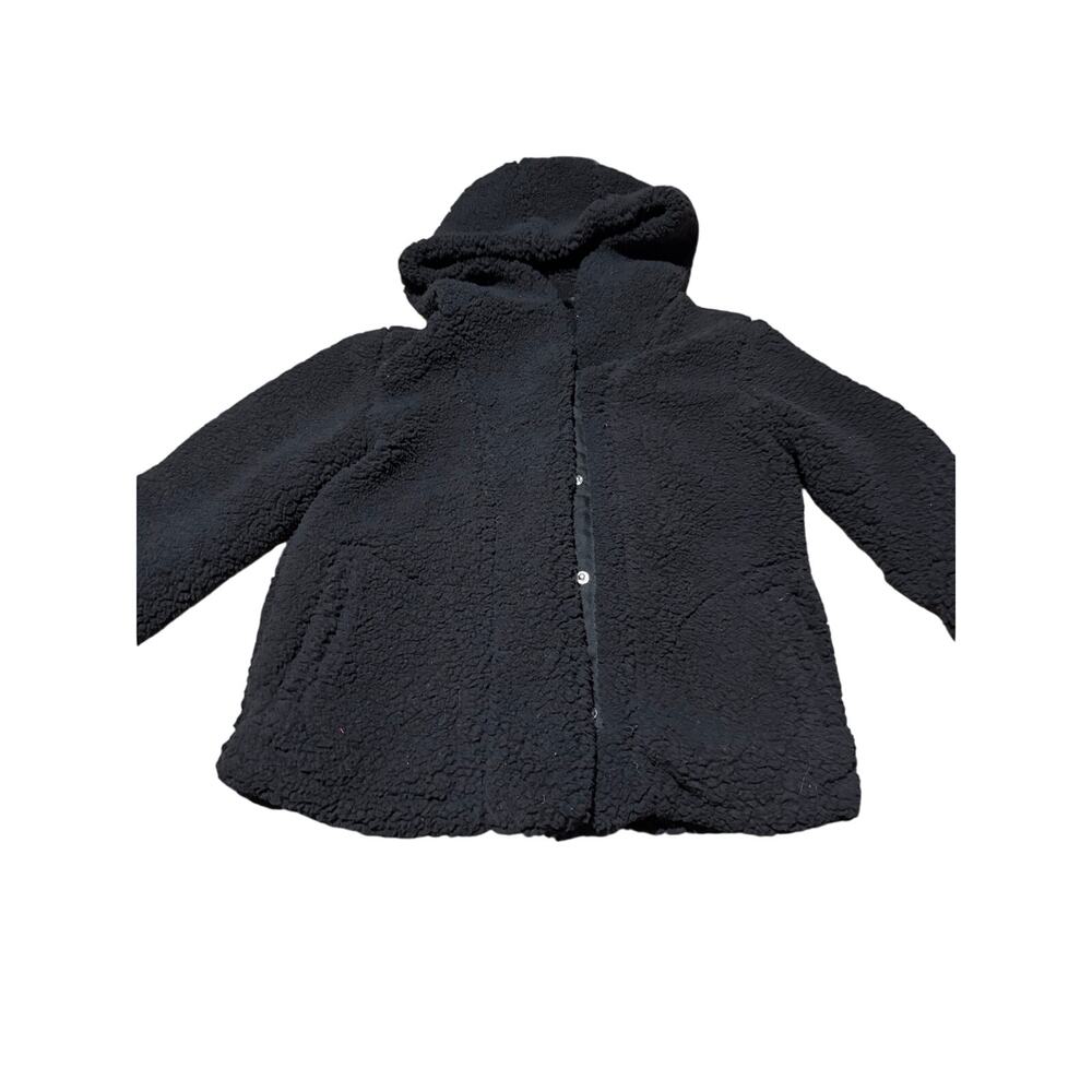 Cat & Jack m 8!black mid weight hooded fleece outerwear snap closure jacket nwt